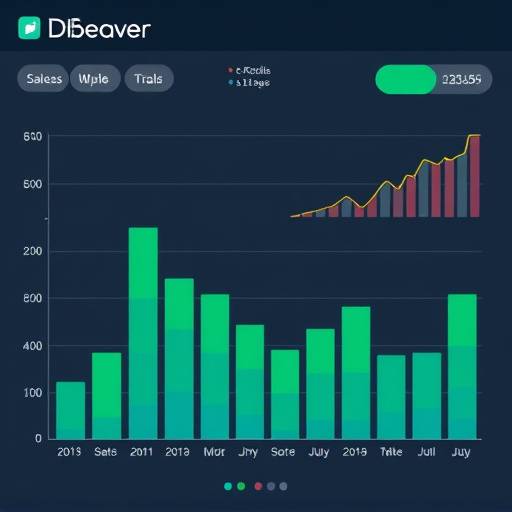 Example of data visualization within DBeaver, showing a bar chart of sales data.